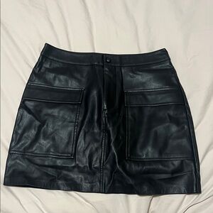 BB Dakota by Steve Madden Black Faux Leather Mini Skirt with Patch Pockets